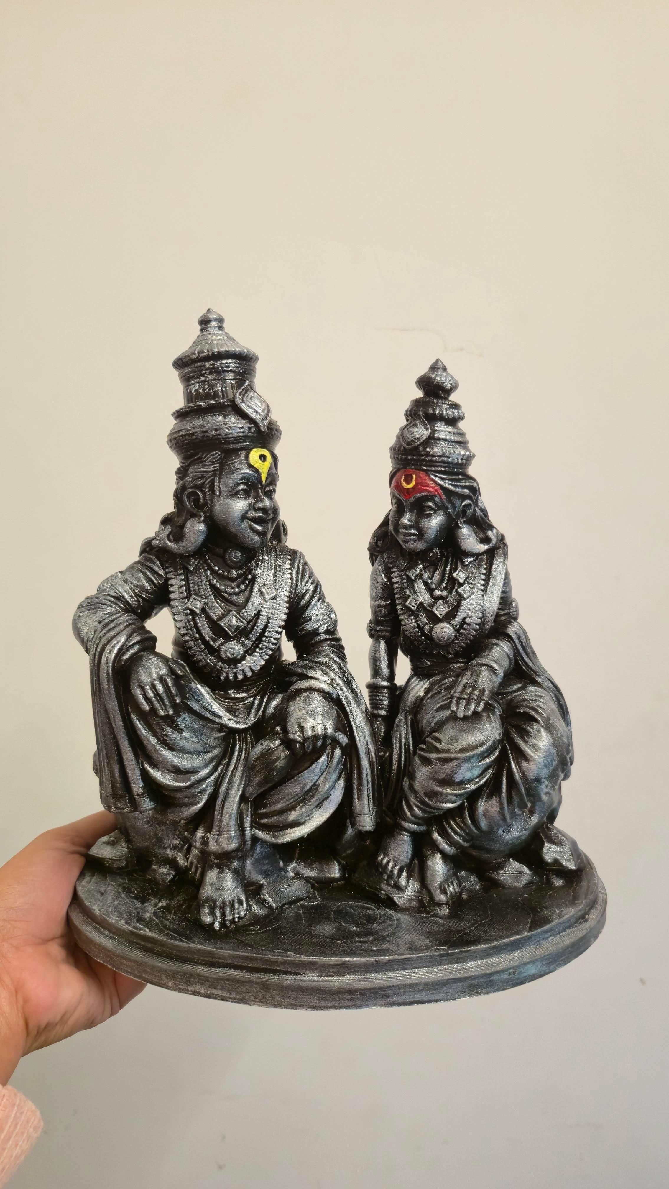 Vithal rukmani god idol black (5 inch)