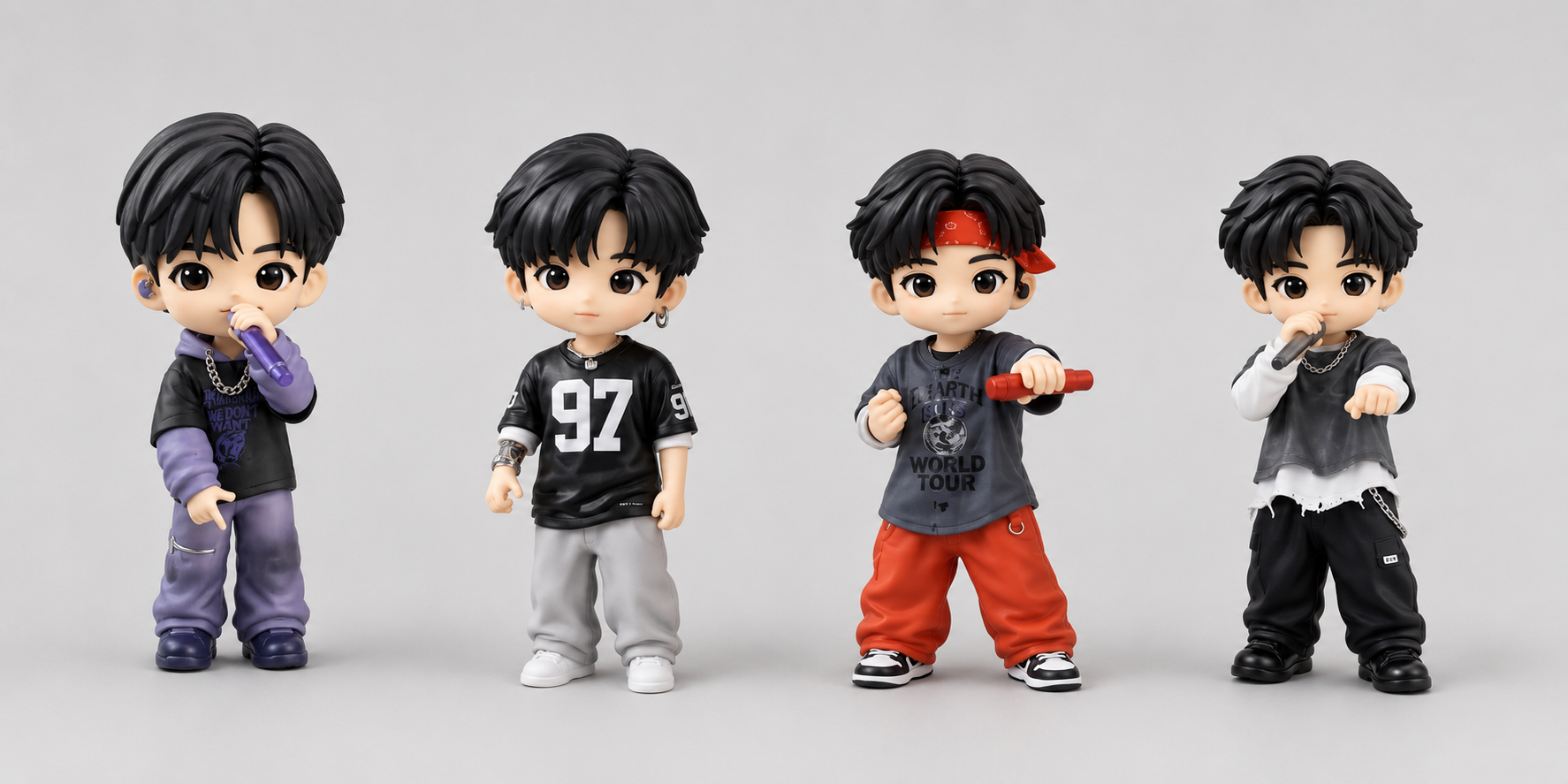 BTS 3d miniature figurines 3d models set of 4 (4 inch)